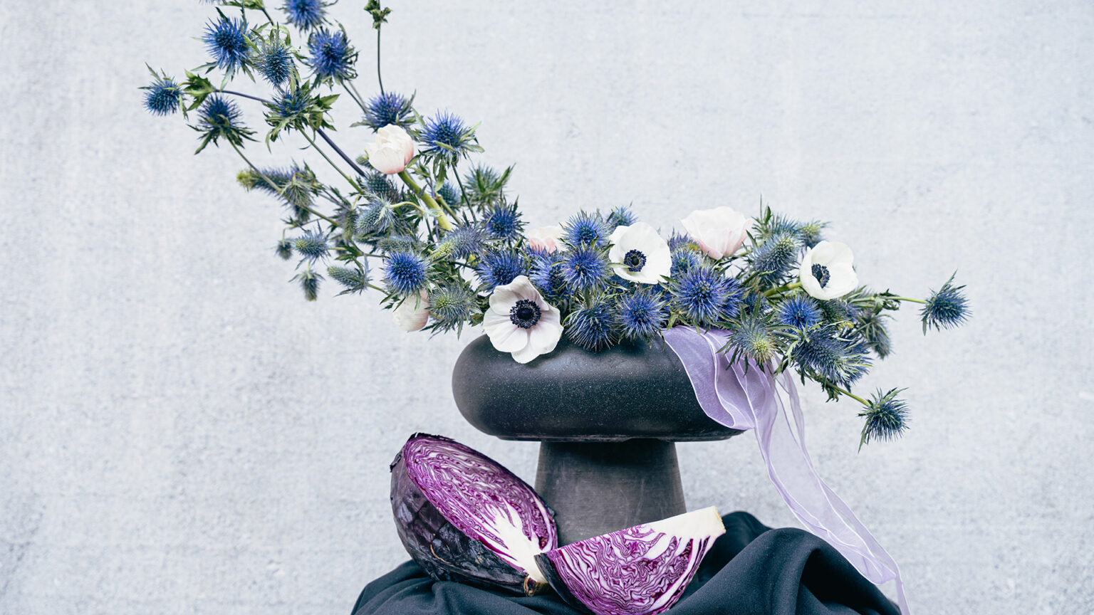 Chou et Tournesol Tendance bouquet bleu violet